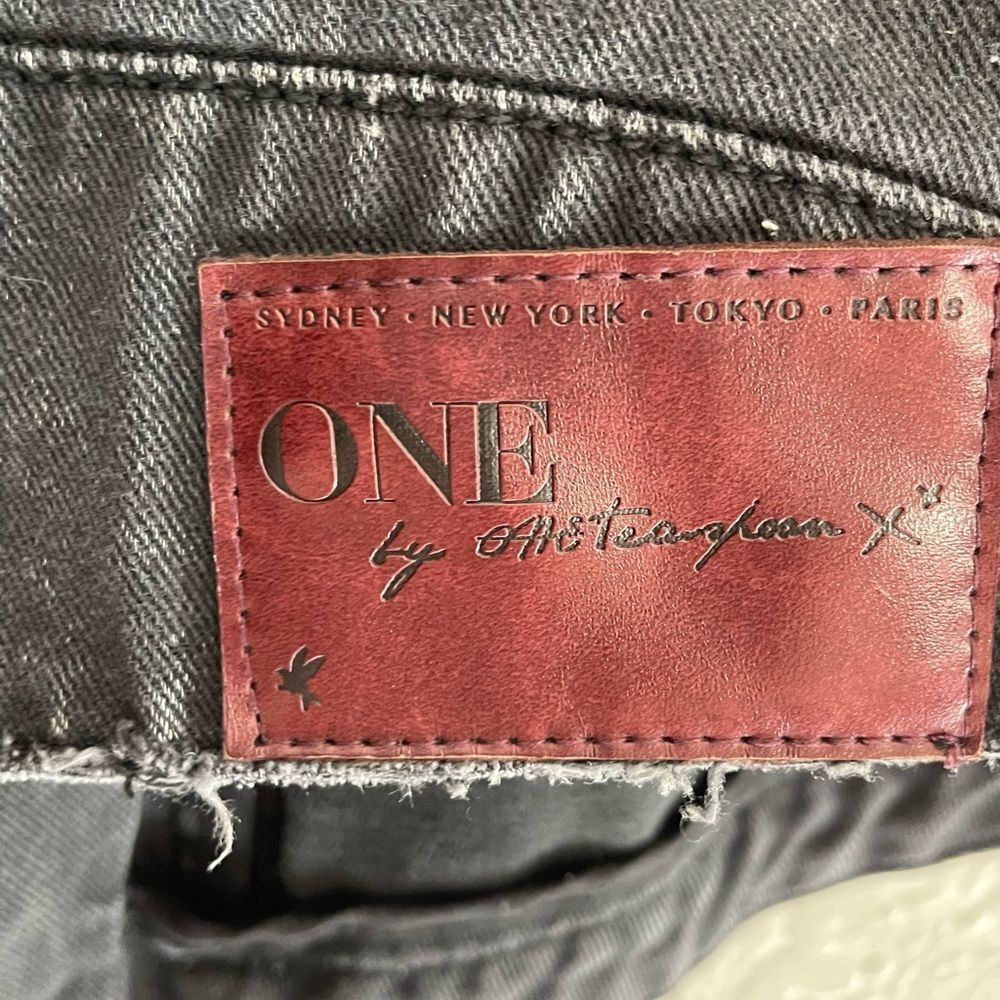 One Teaspoon Vespa Black Moto Biker Denim Jacket Distressed Washed black - Picture 6 of 11
